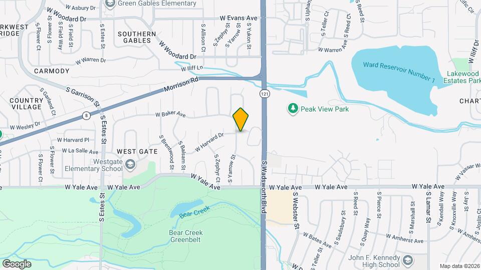 2502 S Yarrow St Map and Location Details