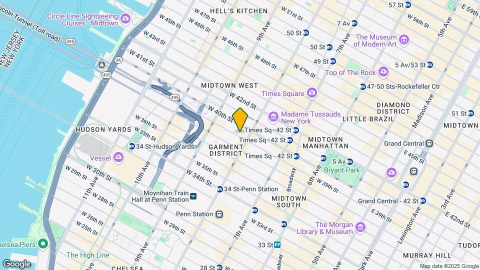 307 W 39th St Mapa y Detalles de la Ubicación