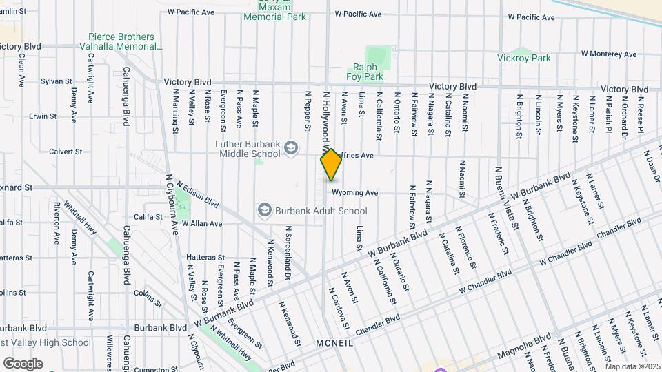 1706 N Hollywood Way Mapa y Detalles de la Ubicación