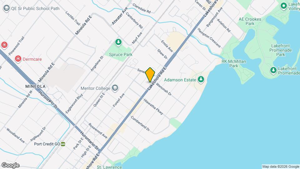 314 Lakeshore Rd E Map and Location Details