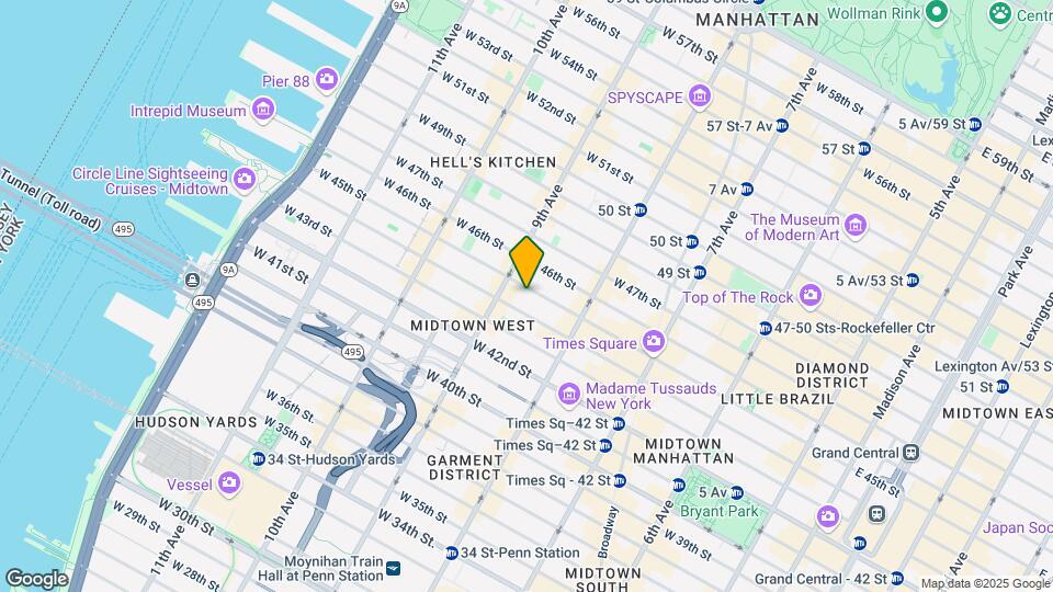 350 W 45th St Mapa y Detalles de la Ubicación