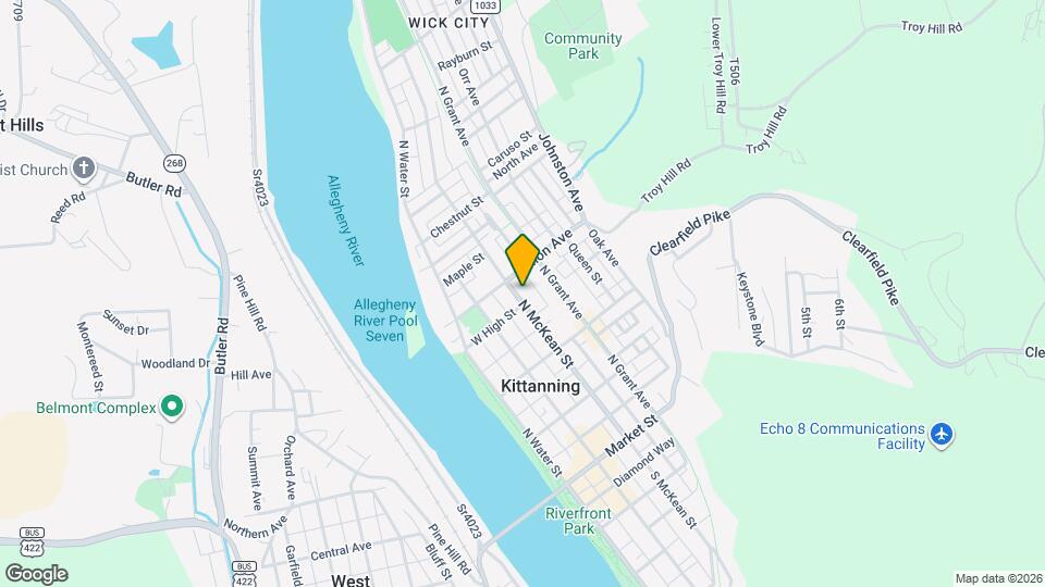 416 N McKean St Map and Location Details