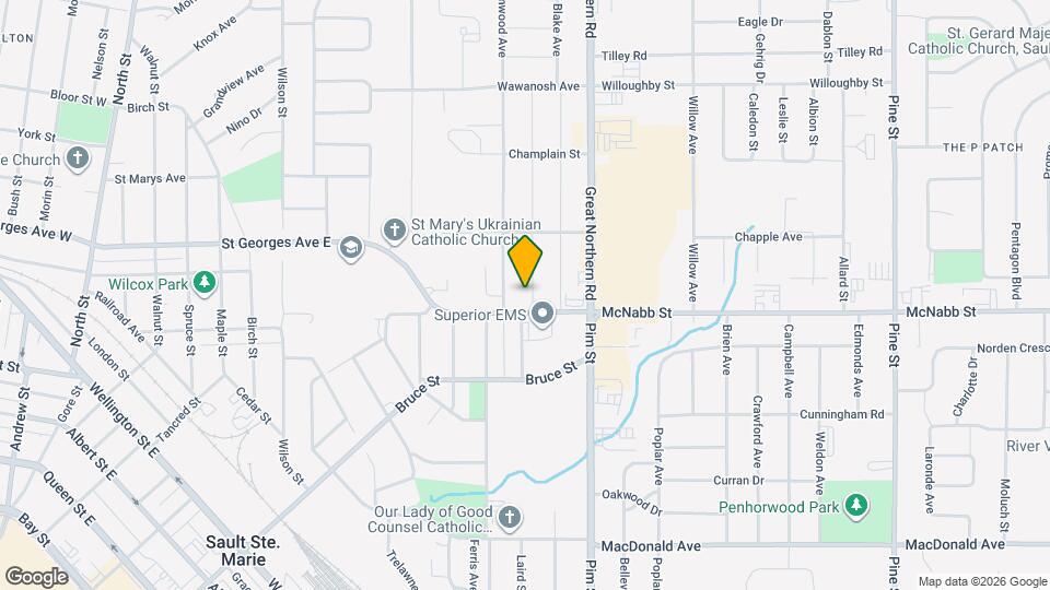 2 Bed / 1 Bath Home in Sault Ste. Marie, ON – $1,799/month + Utilities Map and Location Details