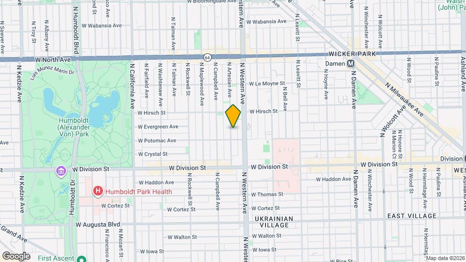 1319 N Artesian Ave, Unit 1 Mapa y Detalles de la Ubicación