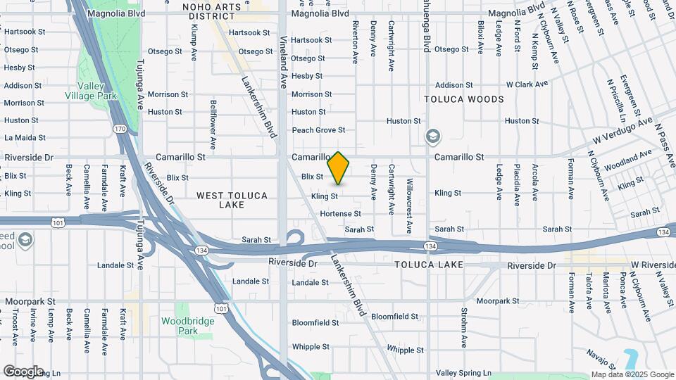 10833 Kling St, Unit Noho Condo Mapa y Detalles de la Ubicación