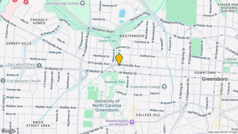 1205 W Friendly Ave Map and Location Details