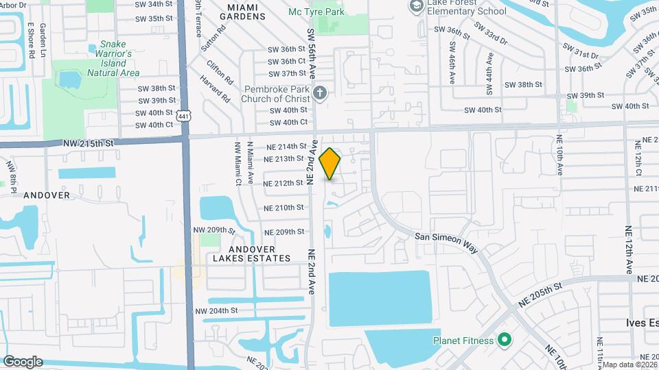 202 NE 211th Terrace Map and Location Details