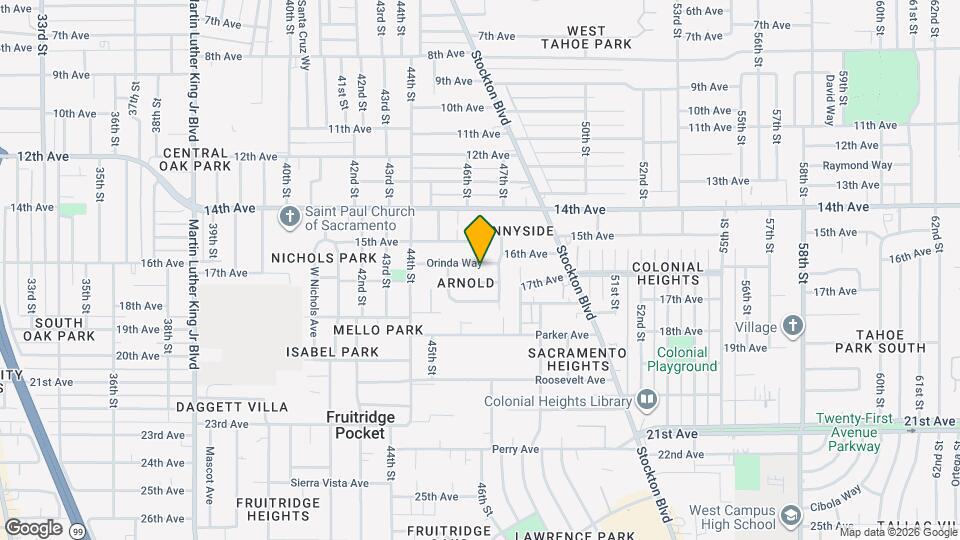 4570 Orinda Way Mapa y Detalles de la Ubicación