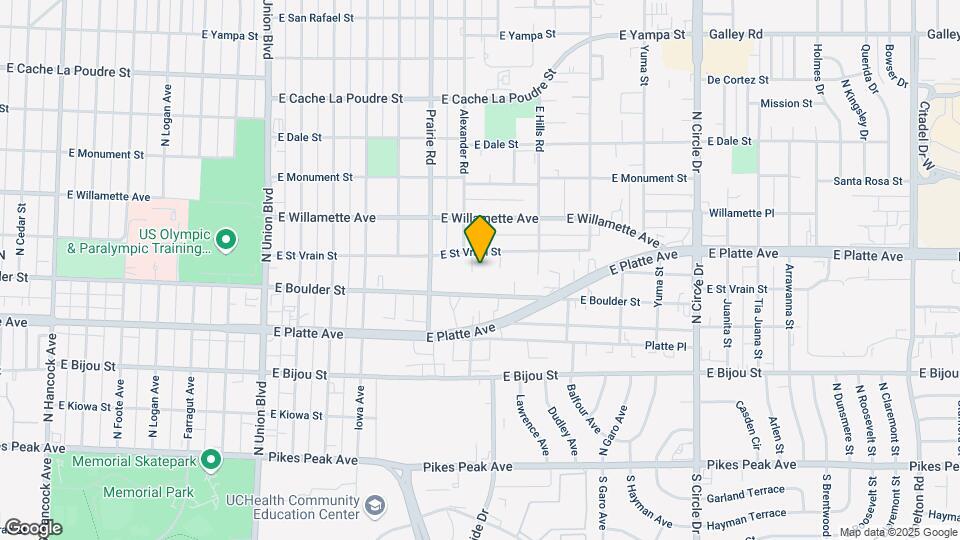 2411 E St Vrain St Mapa y Detalles de la Ubicación