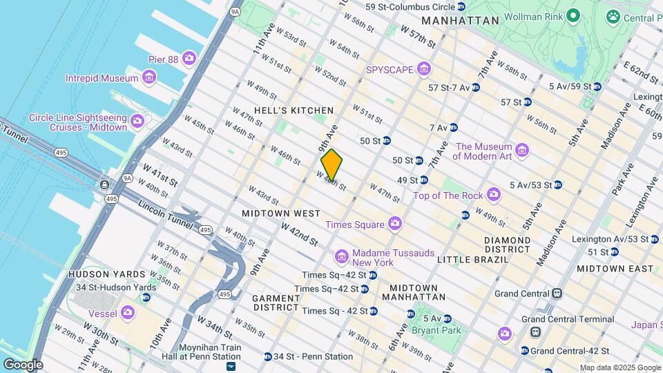 338 W 46th St Mapa y Detalles de la Ubicación