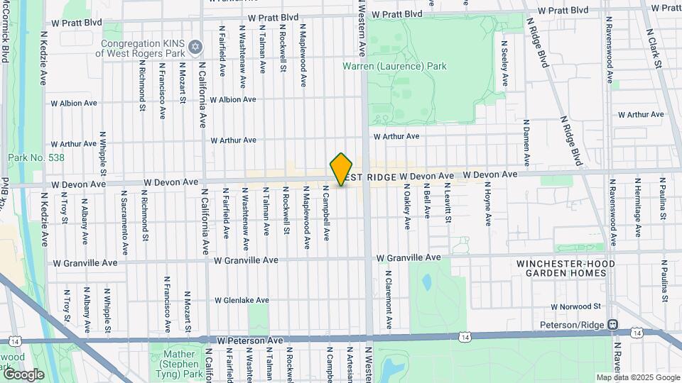 6340-6342 N Artesian Ave Map and Location Details