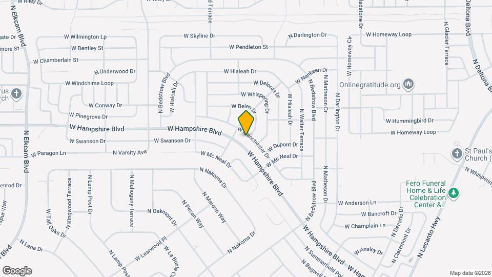 1482 W Manchester Dr Map and Location Details