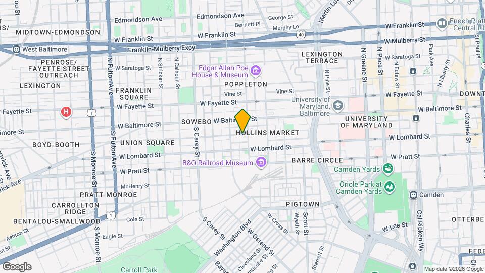 1017 Hollins St, Unit Apt 1...1 Bedroom 1 Bath Map and Location Details