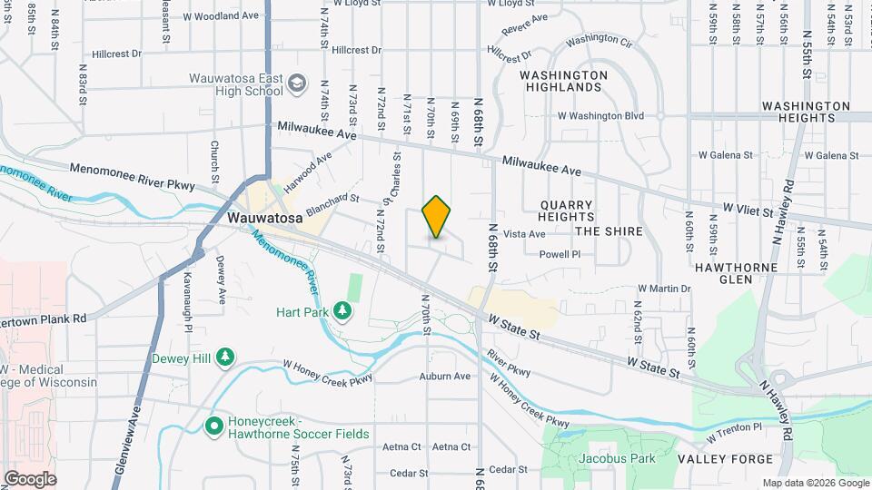 1302 N 70th St, Unit Wauwatosa Village Duplex Map and Location Details