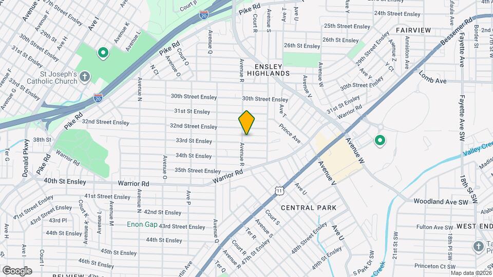 1804 33rd St Ensley Map and Location Details