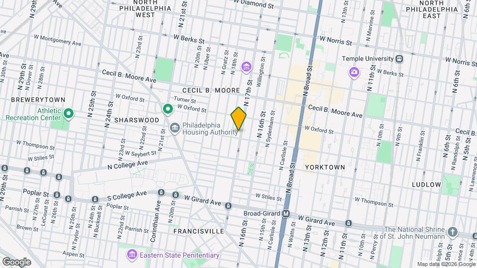 1508 N 17th St, Unit 1st Floor Front Map and Location Details