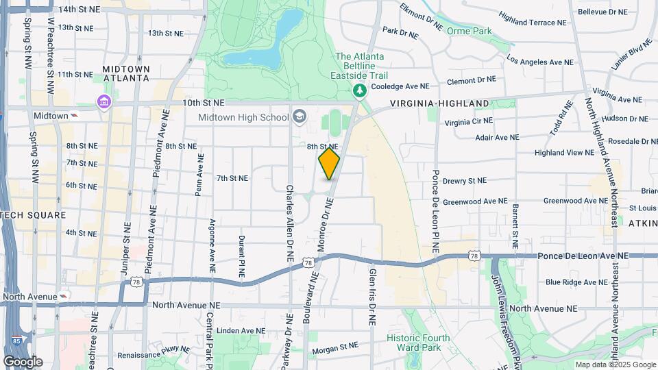 838 Monroe Dr NE Map and Location Details