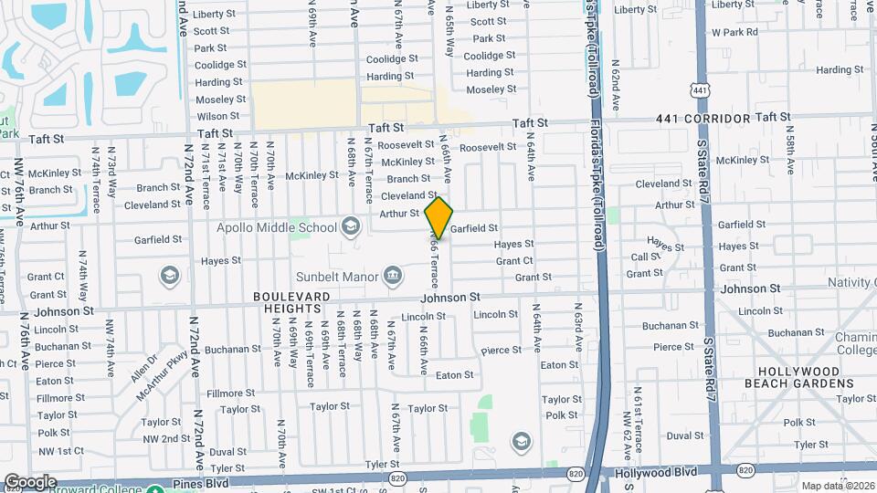 1141 N 66 Terrace Mapa y Detalles de la Ubicación