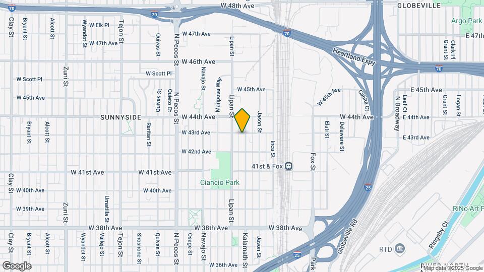 1100 W 43rd Ave Map and Location Details