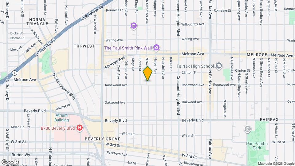 506 1/2 N Sweetzer Ave Map and Location Details