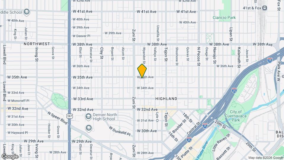 3445 Wyandot St Map and Location Details