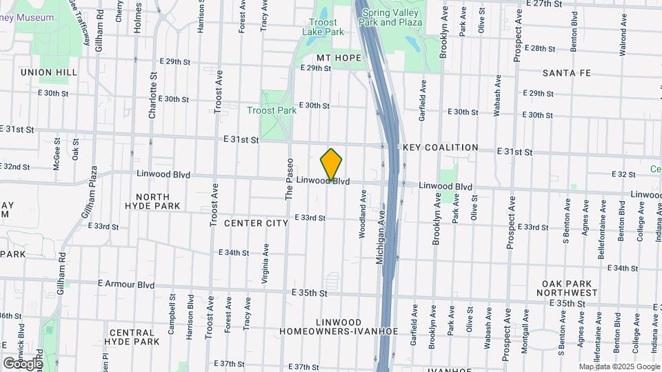 1601 E Linwood Blvd Map and Location Details