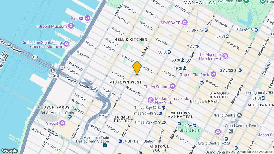 349 W 44th St Mapa y Detalles de la Ubicación