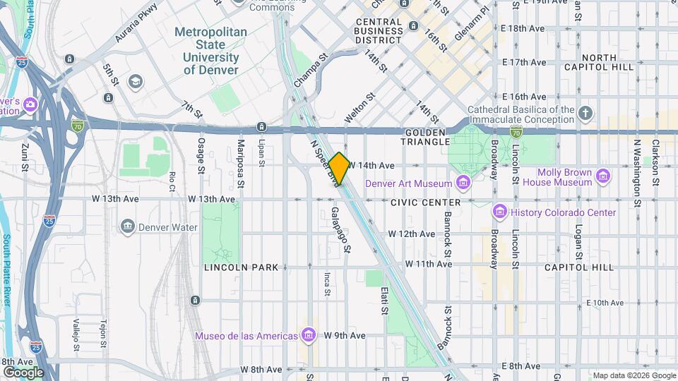 1305 Speer Blvd Map and Location Details