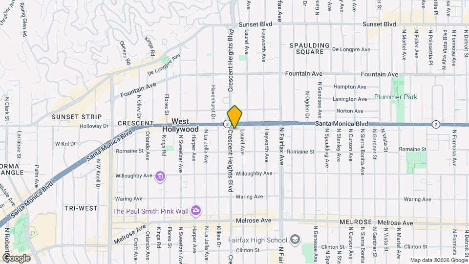 1044 N Crescent Heights Blvd Map and Location Details