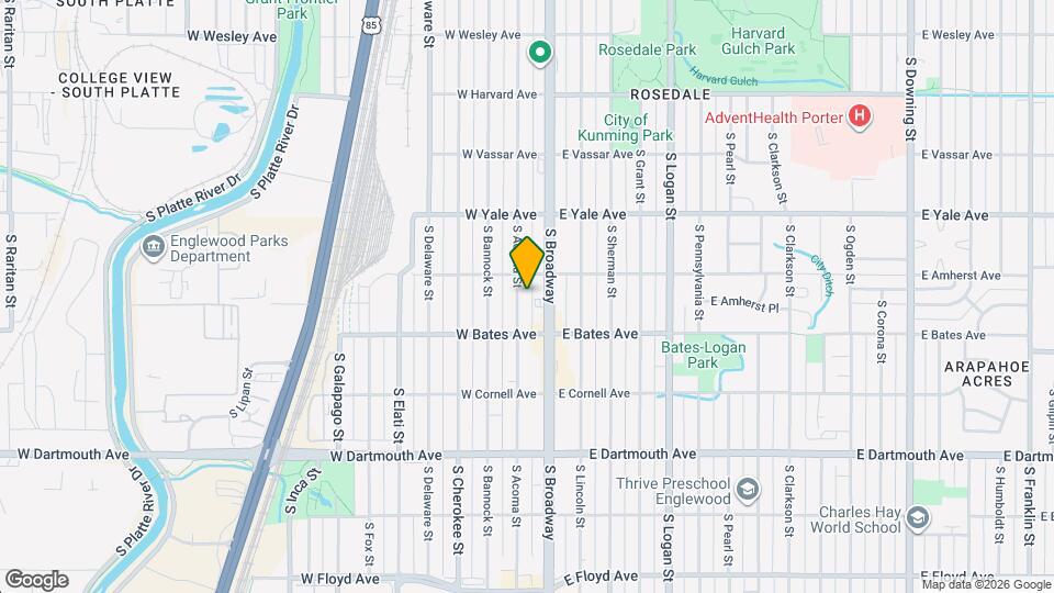 2832 S Acoma St Map and Location Details