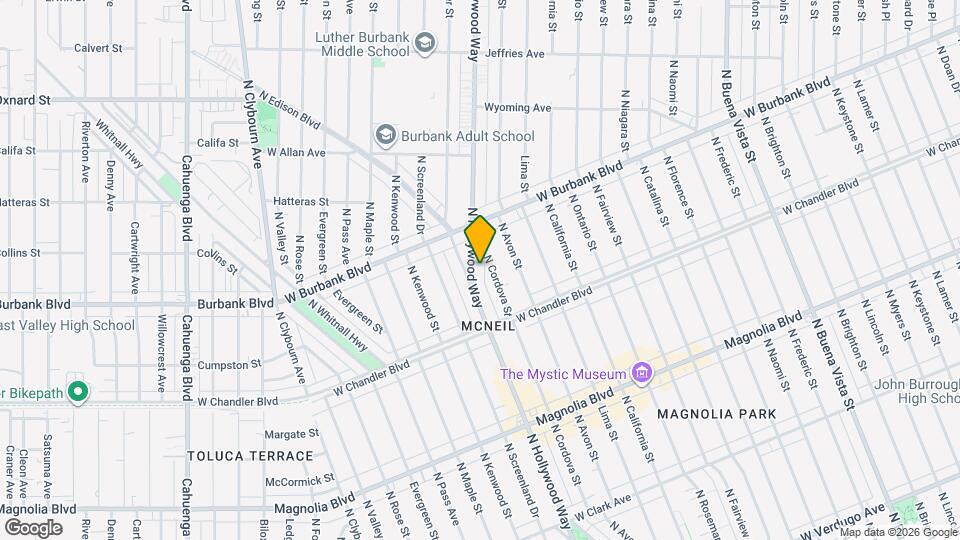 1308 N Hollywood Way, Unit Apartment A Map and Location Details