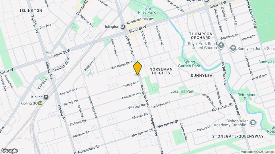 1148 Islington Ave. Map and Location Details