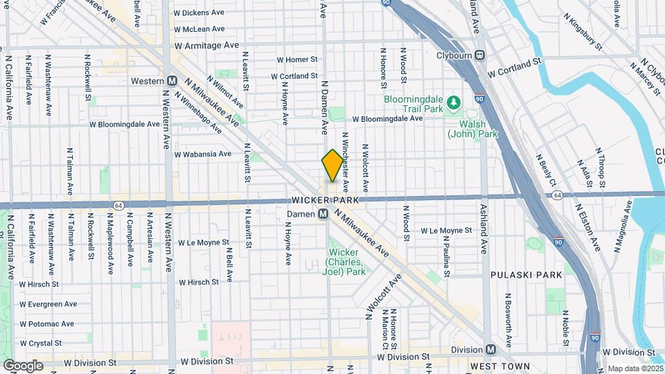 1619 N Damen Ave Map and Location Details