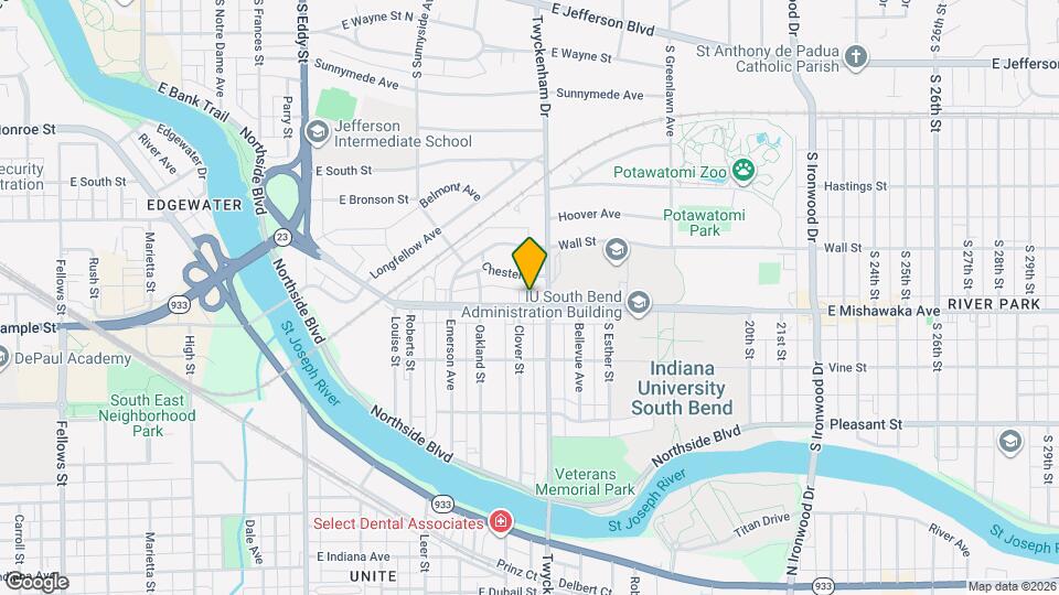 1445 E Mishawaka Ave Mapa y Detalles de la Ubicación