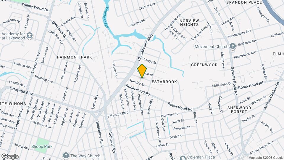 3641 Nottaway St Map and Location Details