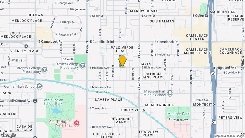 1025 E Highland Ave Mapa y Detalles de la Ubicación