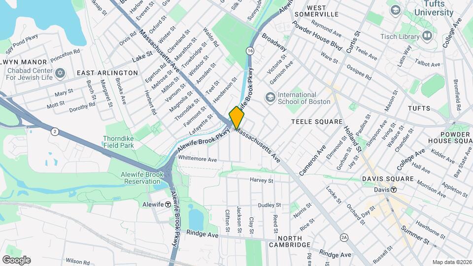 2592 Massachusetts Ave, Unit Cambridge Condo Map and Location Details