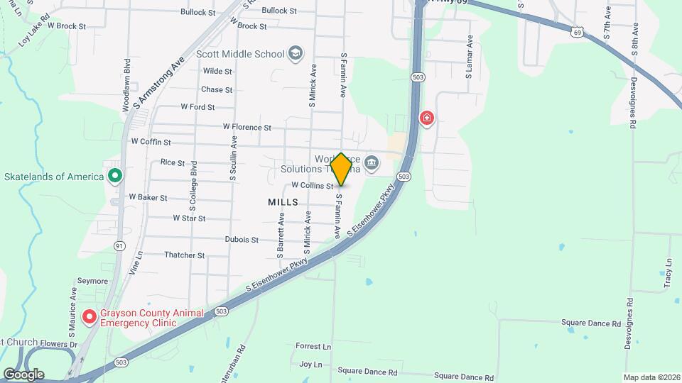 2608 S Fannin Ave Map and Location Details