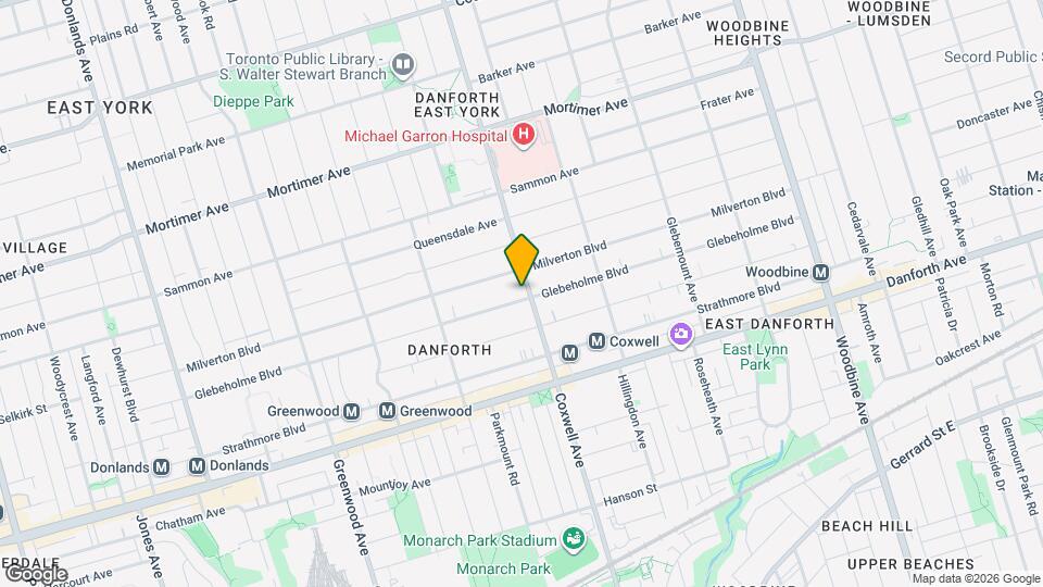 764 Coxwell Ave Map and Location Details