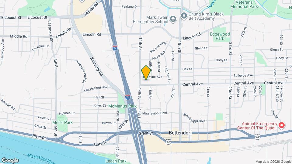 1414 Central Ave Map and Location Details