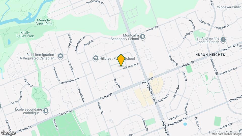 1278 Hillcrest Av Map and Location Details