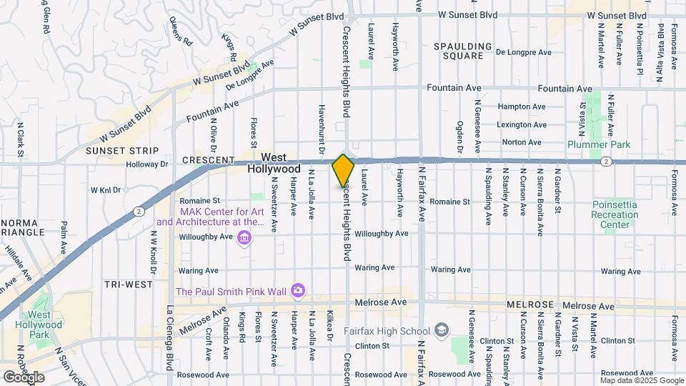 1011 N Crescent Heights Blvd Map and Location Details
