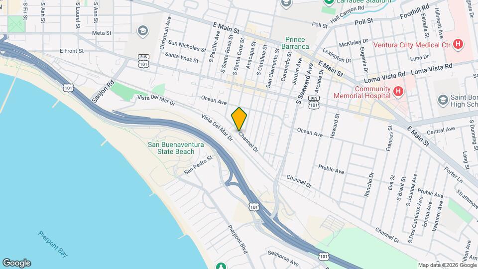2052 Channel Dr, Unit Mid Town Ventura Guesthouse Map and Location Details