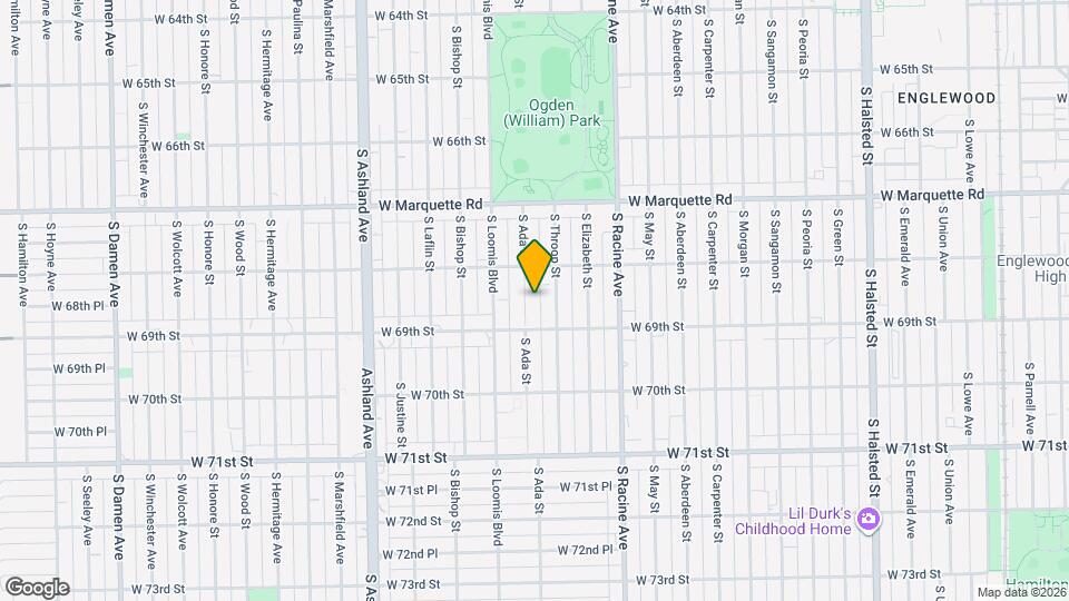 6833 S Ada St, Unit 1st. Floor unit Map and Location Details