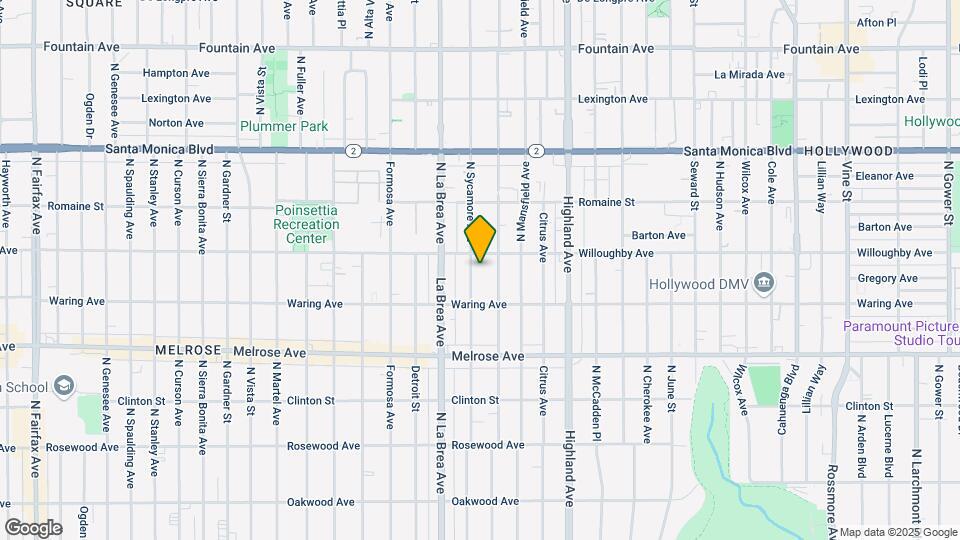 842 N Sycamore Ave, Unit #2 Map and Location Details