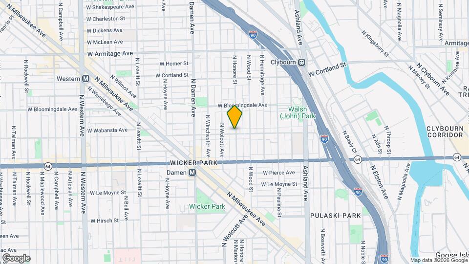 1834 W Wabansia Ave, Unit 1834 W Wabansia #1F Map and Location Details