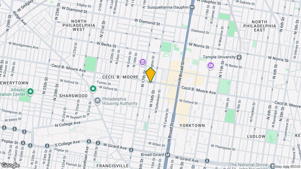 1612 Cecil B. Moore Ave, Unit 1 Map and Location Details