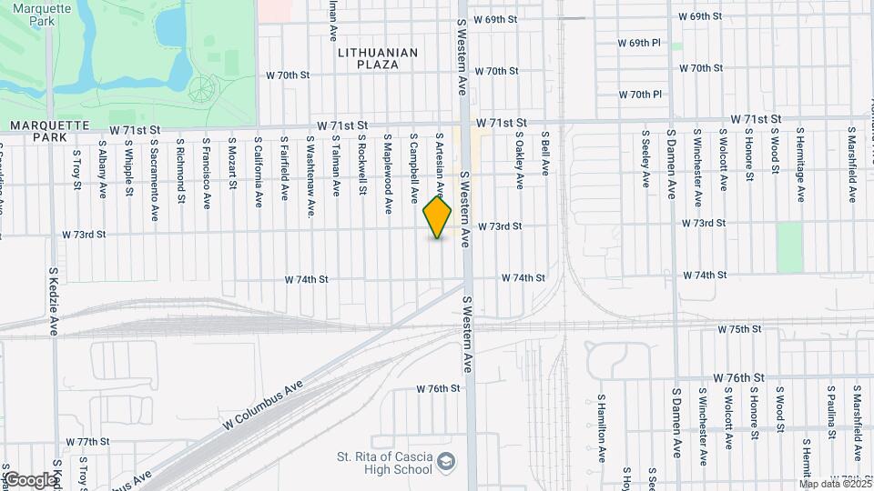 7314 S Artesian Ave Map and Location Details