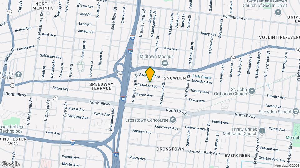 1244 Tutwiler Ave Map and Location Details