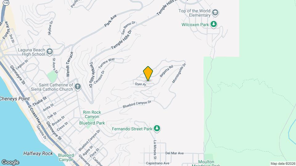 1445 Bluebird Canyon Dr Mapa y Detalles de la Ubicación